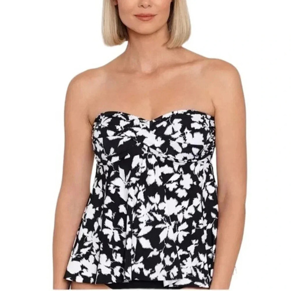 Swim Solutions Other - SWIM SOLUTIONS Bust Support Flyaway Convertible Tankini Swim Top Size 14 NWT
